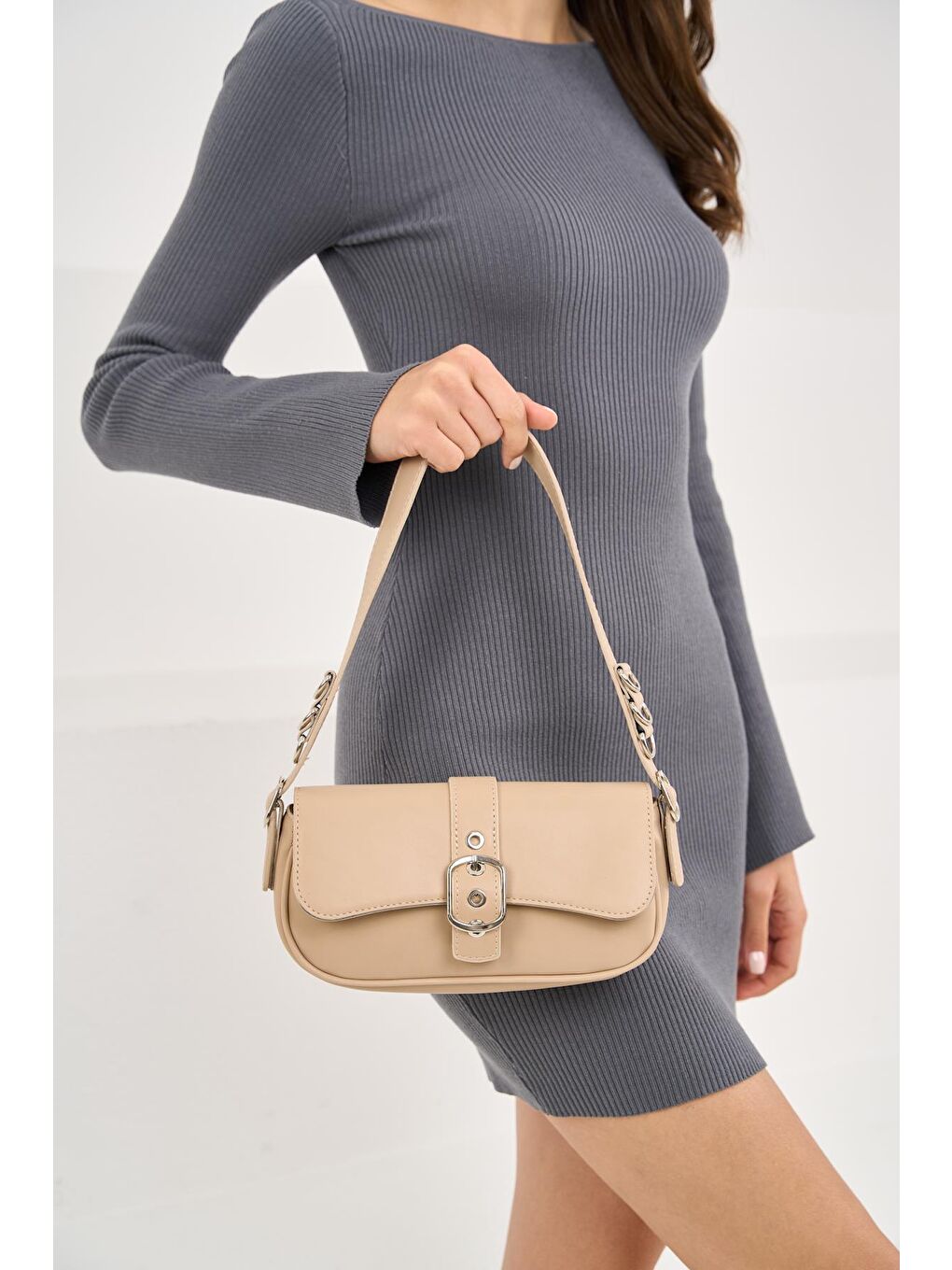 Bej Bonita Tokalı Kadın Kol Çantası - Vizon