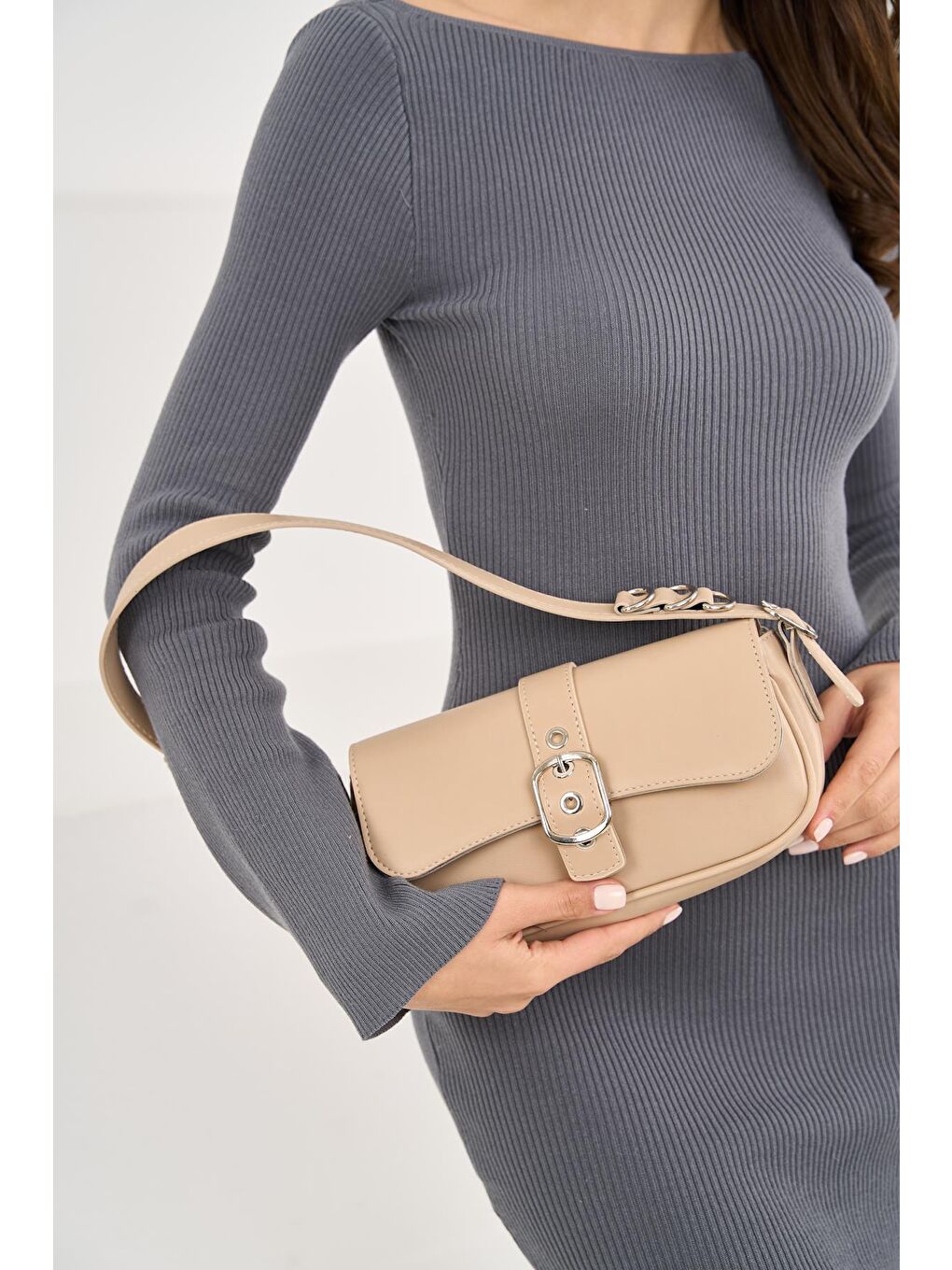 Bej Bonita Tokalı Kadın Kol Çantası - Vizon-4