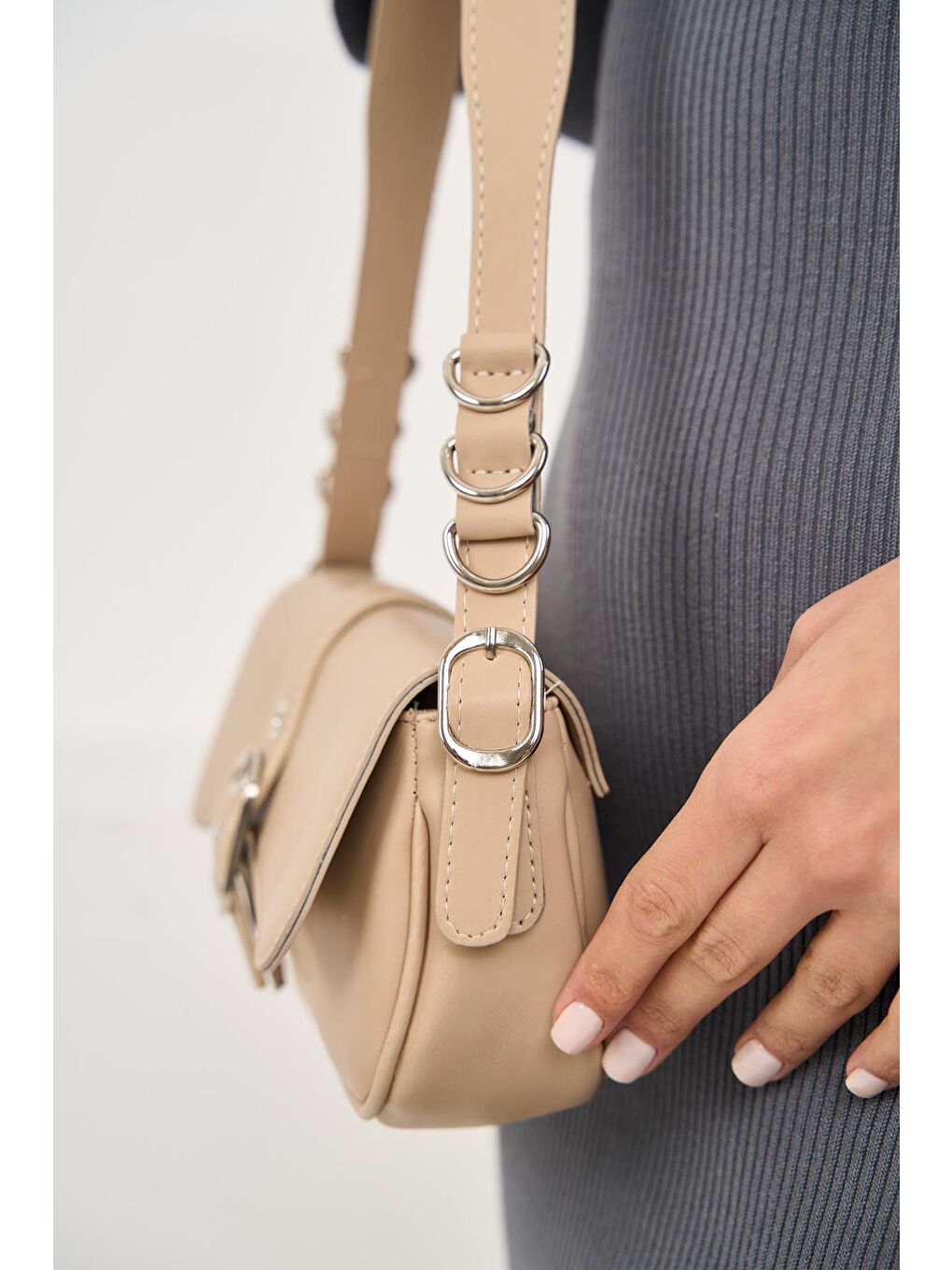 Bej Bonita Tokalı Kadın Kol Çantası - Vizon-5