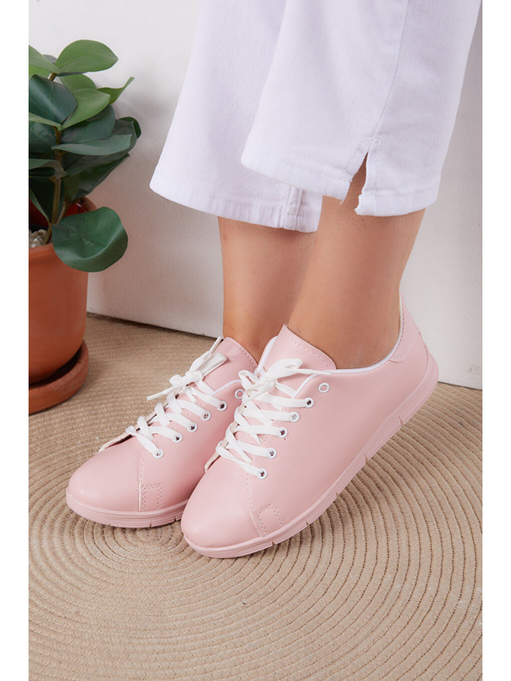 Pembe Kadın Pudra-pudra Spor Ayakkabı - 22076-1