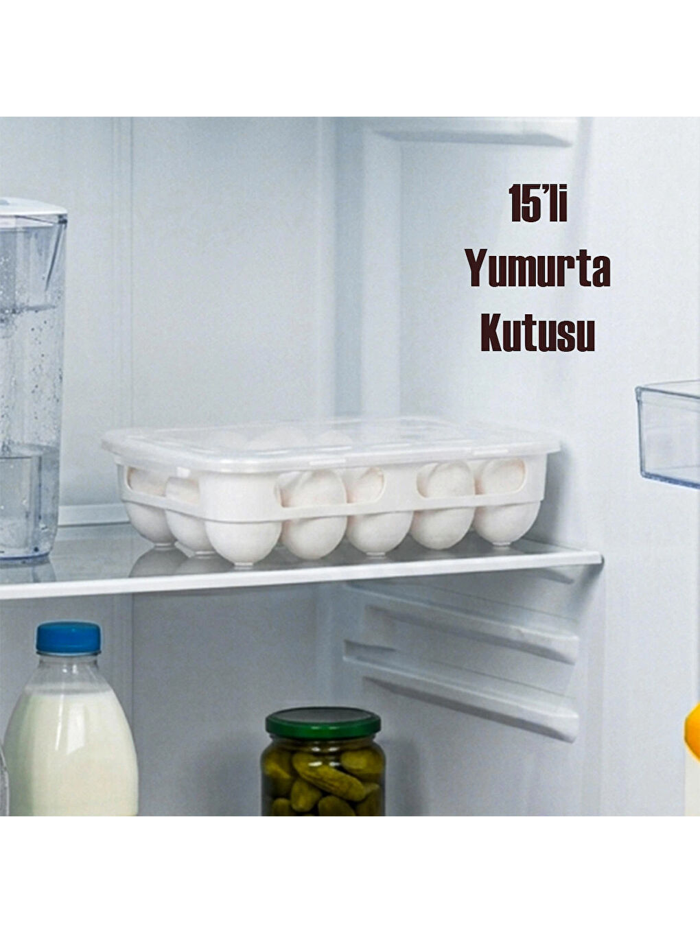 Beyaz Org-31 Peggy 15 Bölmeli Kapaklı Yumurta Kutusu Yumurtalık Buzdolabı Organizeri Saklama Kabı-1
