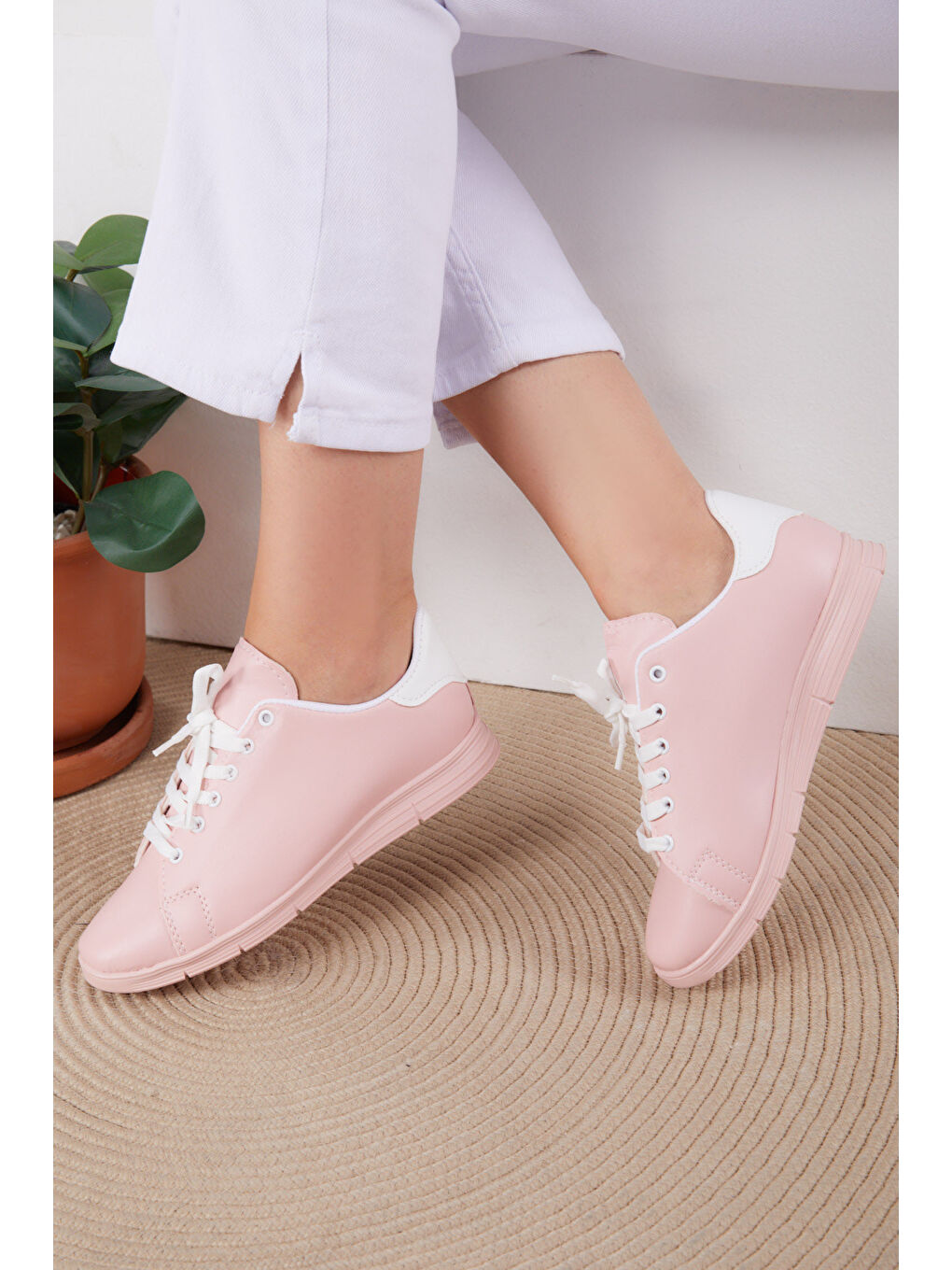 Pembe Kadın Pudra-pudra Spor Ayakkabı - 22076-4