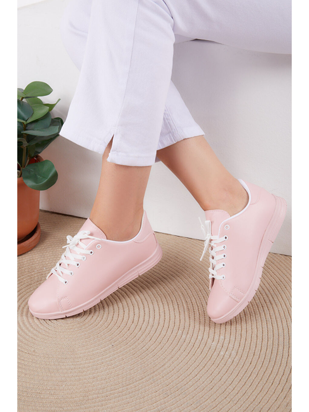 Pembe Kadın Pudra-pudra Spor Ayakkabı - 22076-7