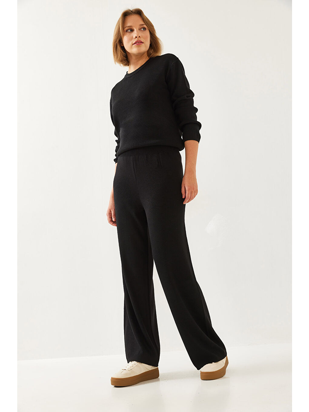 Siyah Kadın Triko Alt-Üst Takım-1