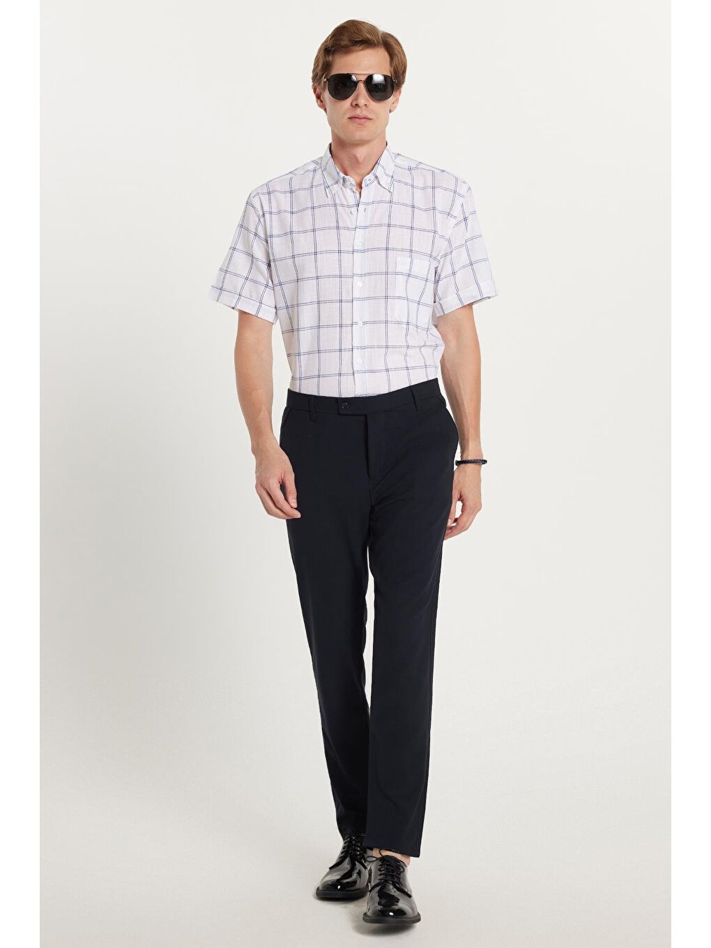 Erkek Slim Fit Dar Kesim Chino Yandan Cepli Pamuklu Lacivert Pantolon-2