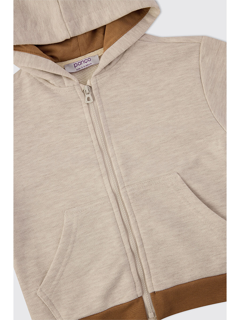 Erkek Bebek Fermuarlı Bej-Melanj Sweatshirt-2