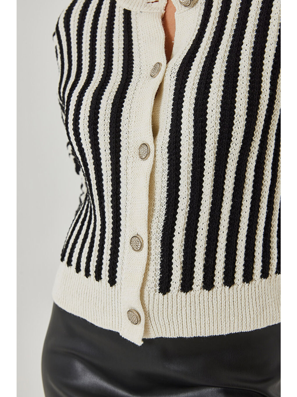 Lila Kadın Çizgili Triko Hırka-1