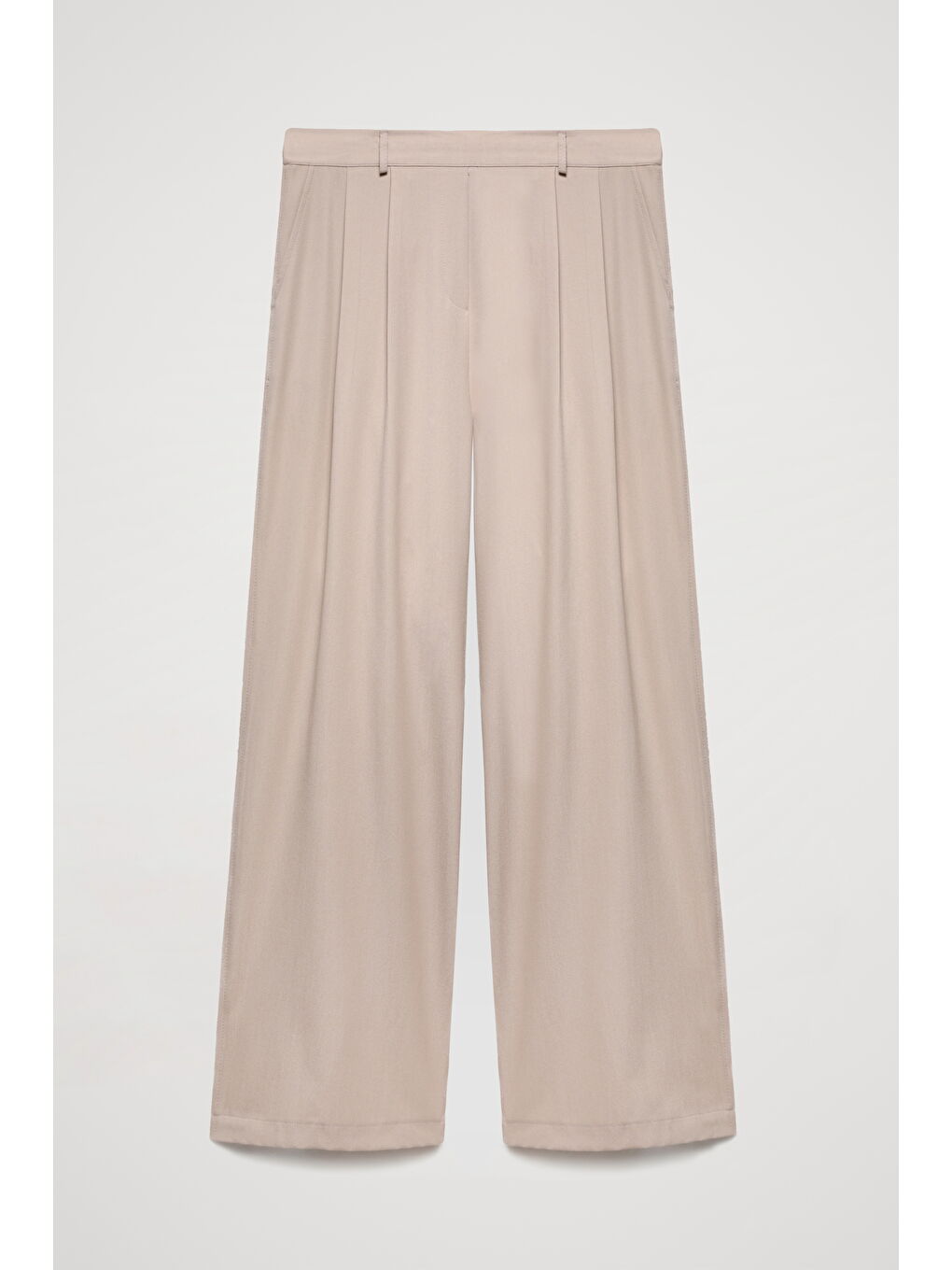 Kumaş Matchli Beli Lastikli Pantolon Bej