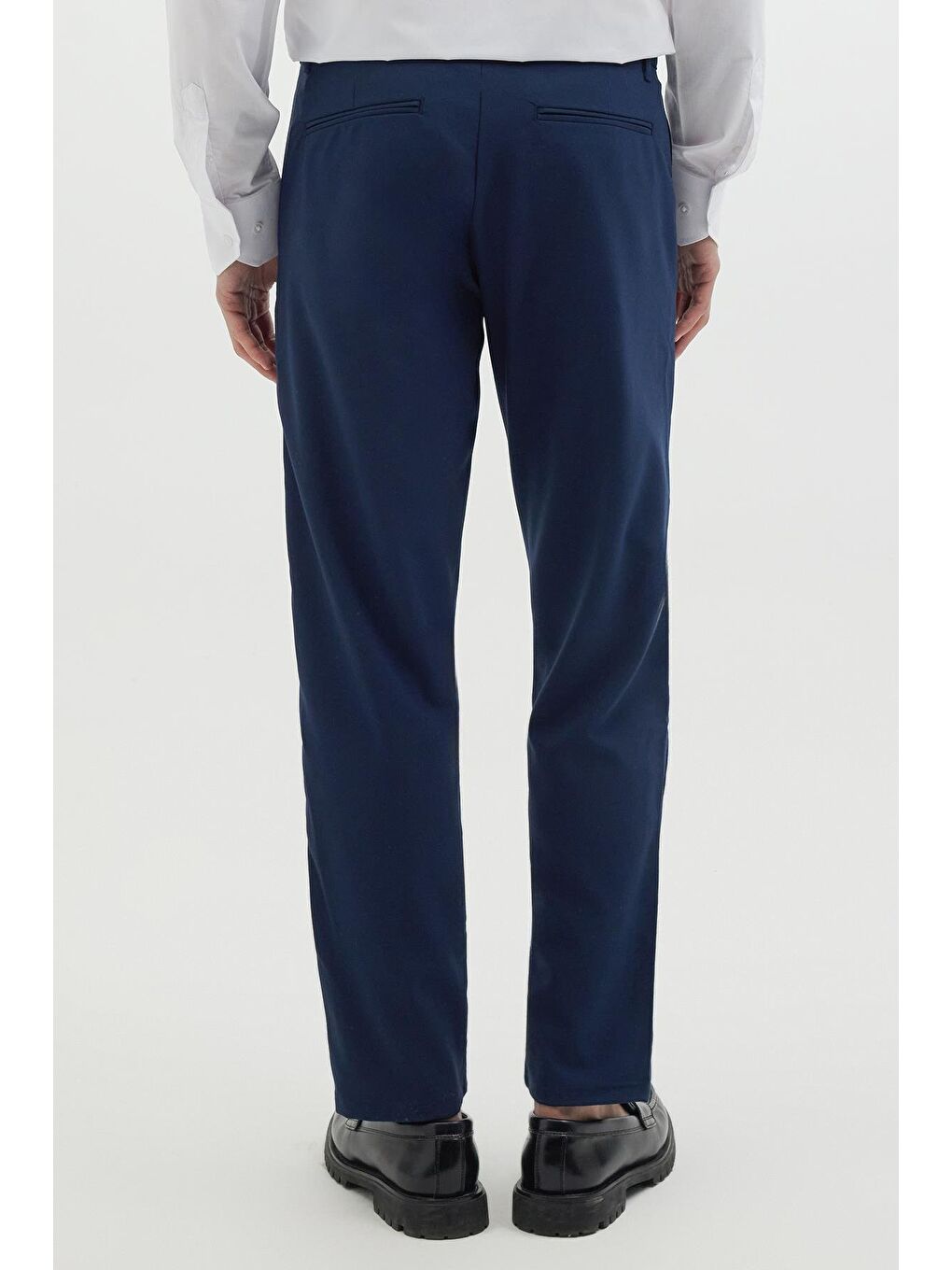 Erkek Slim Fit Dar Kesim Esnek Yan Cepli Bilek Boy Canvas Kesim Lacivert Pantolon-6