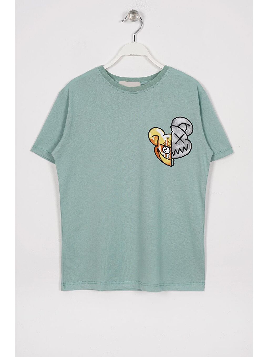 Zepkids Bisiklet Yaka Kısa Kol Baskılı Cağla Yeşil Renk Erkek Çocuk Tshirt