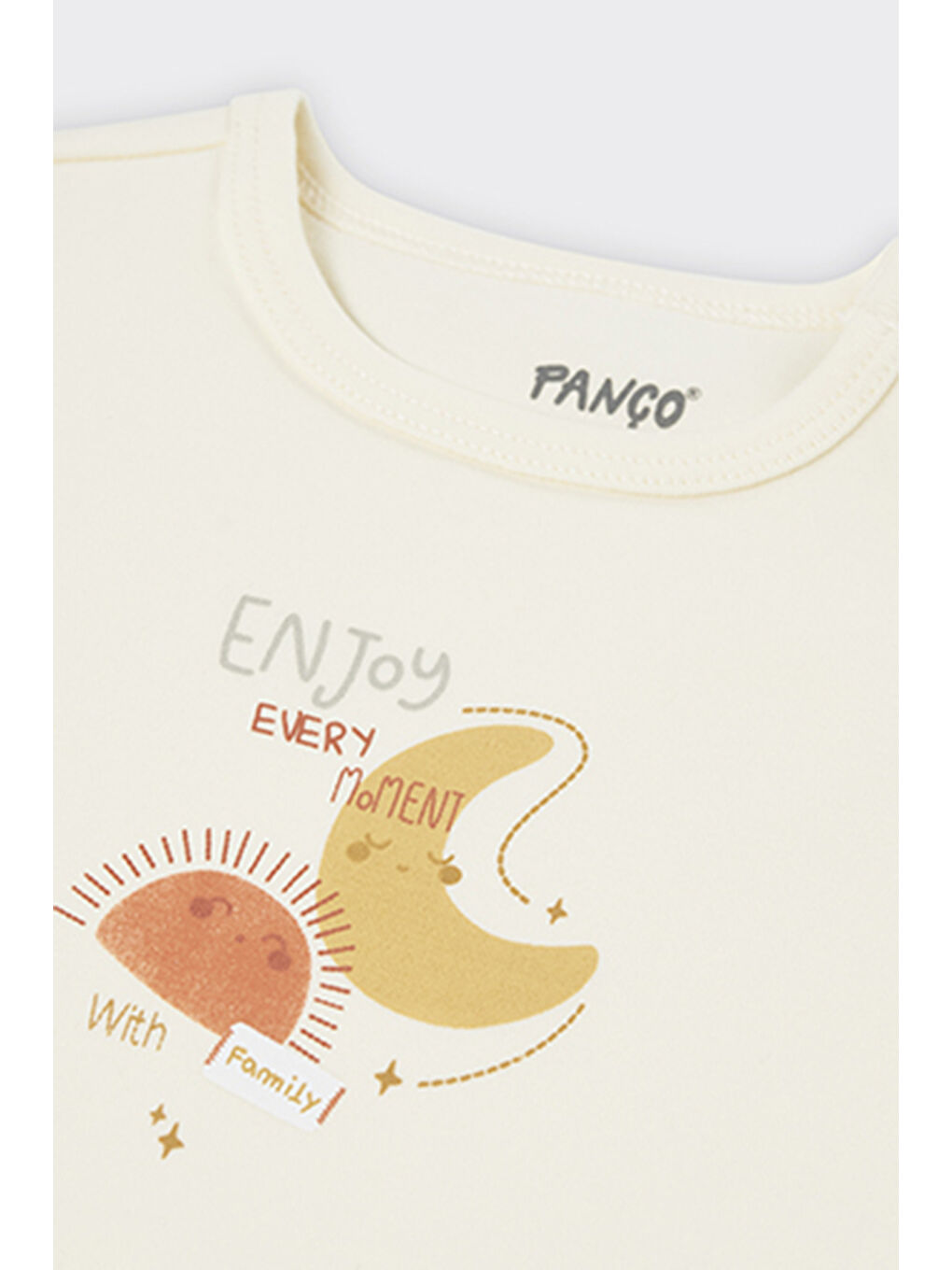 Yenidoğan Baskılı Kısa Kollu Ekru Tişört-1