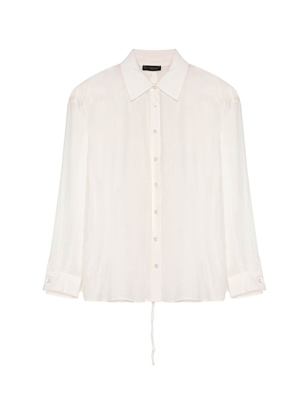 Sırtı Bağlamalı Dekolteli Gömlek Ekru