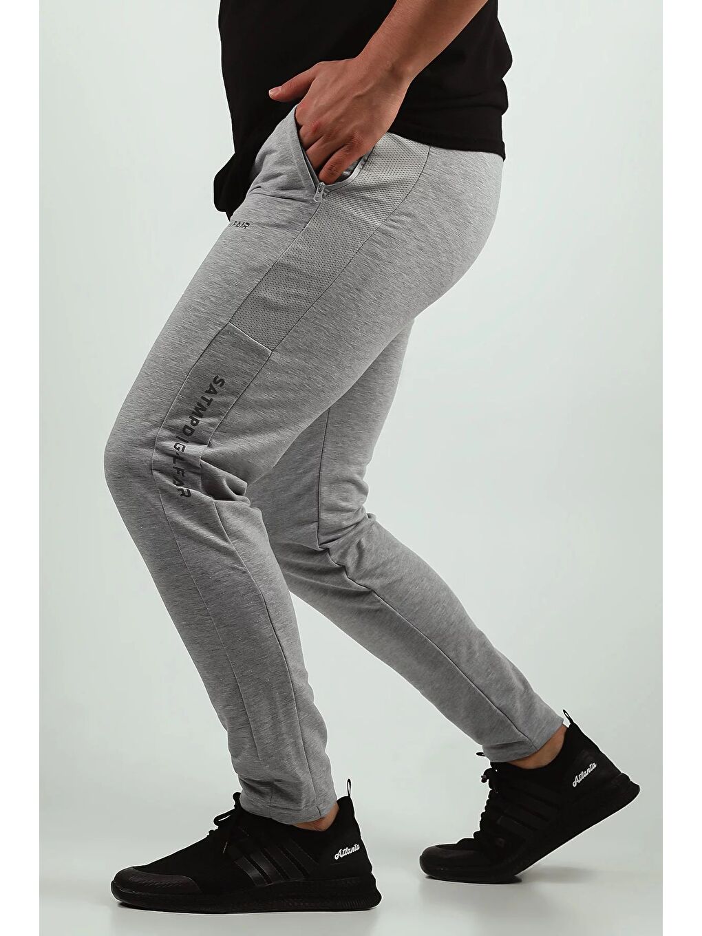 Gri Erkek Baskılı Eşofman Altı