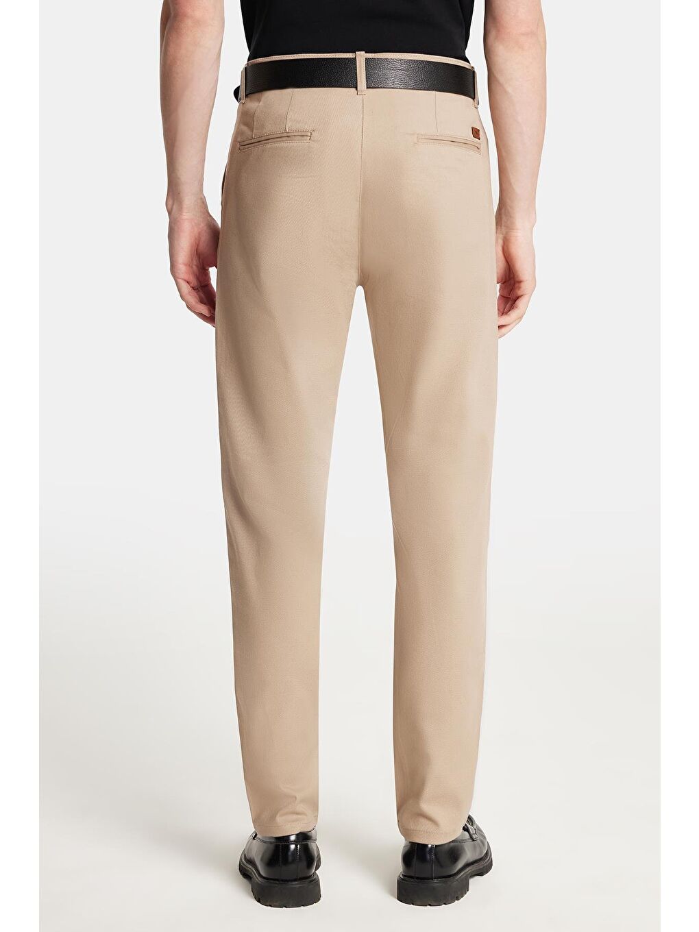 Erkek Slim Fit Chino Esnek Yandan Cepli Önü Fermuarlı Pamuklu Dokulu Bej Pantolon-4