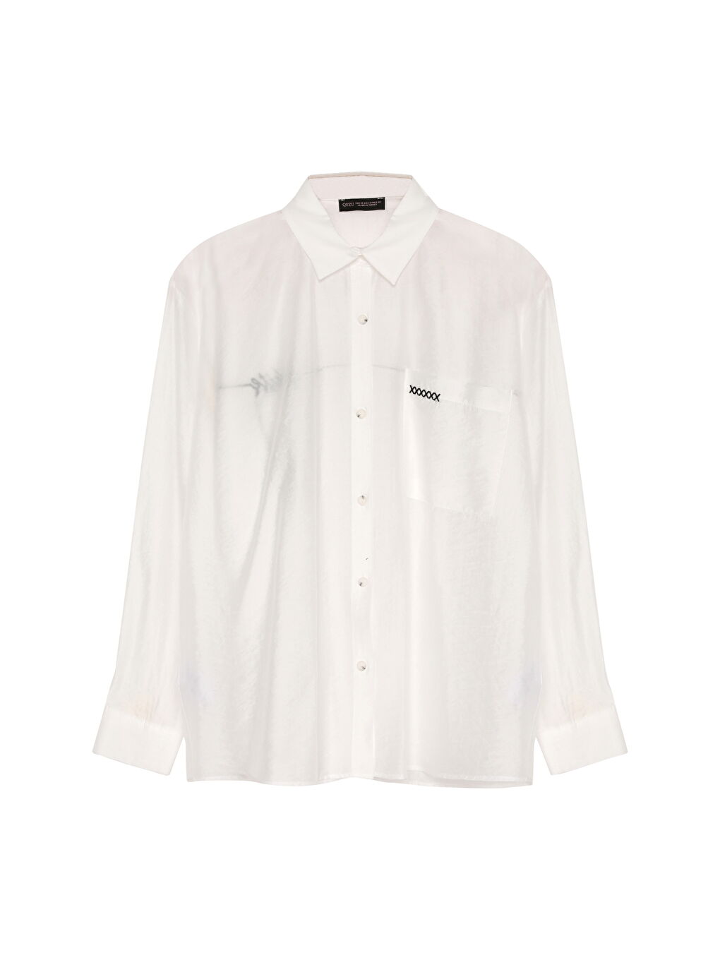 Sırtı Pencere Detaylı Nakışlı Gömlek Ekru