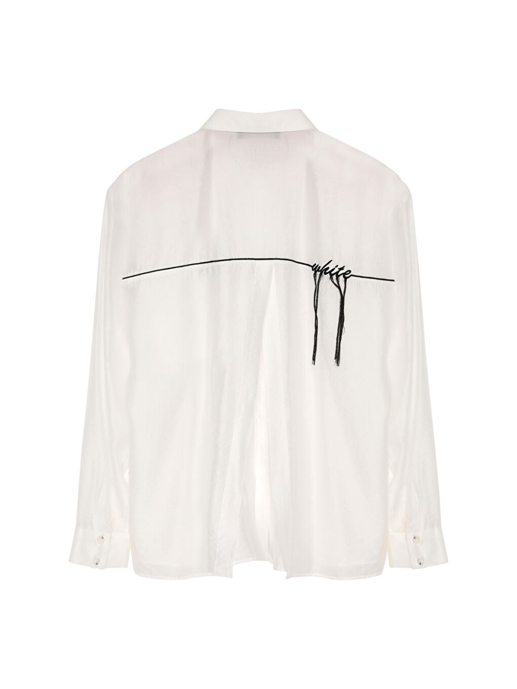 Sırtı Pencere Detaylı Nakışlı Gömlek Ekru-1