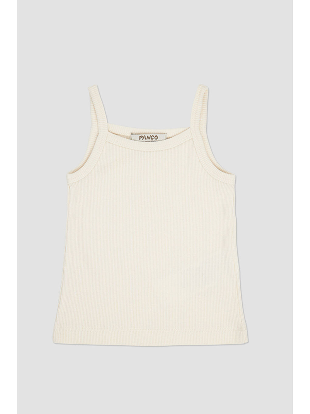 Kız Bebek Fitilli Dokulu Askılı Bej Atlet