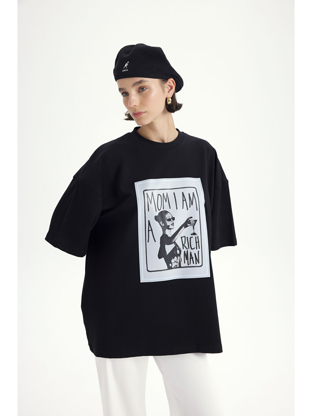 Rich Woman Oversize Siyah T-Shirt-3