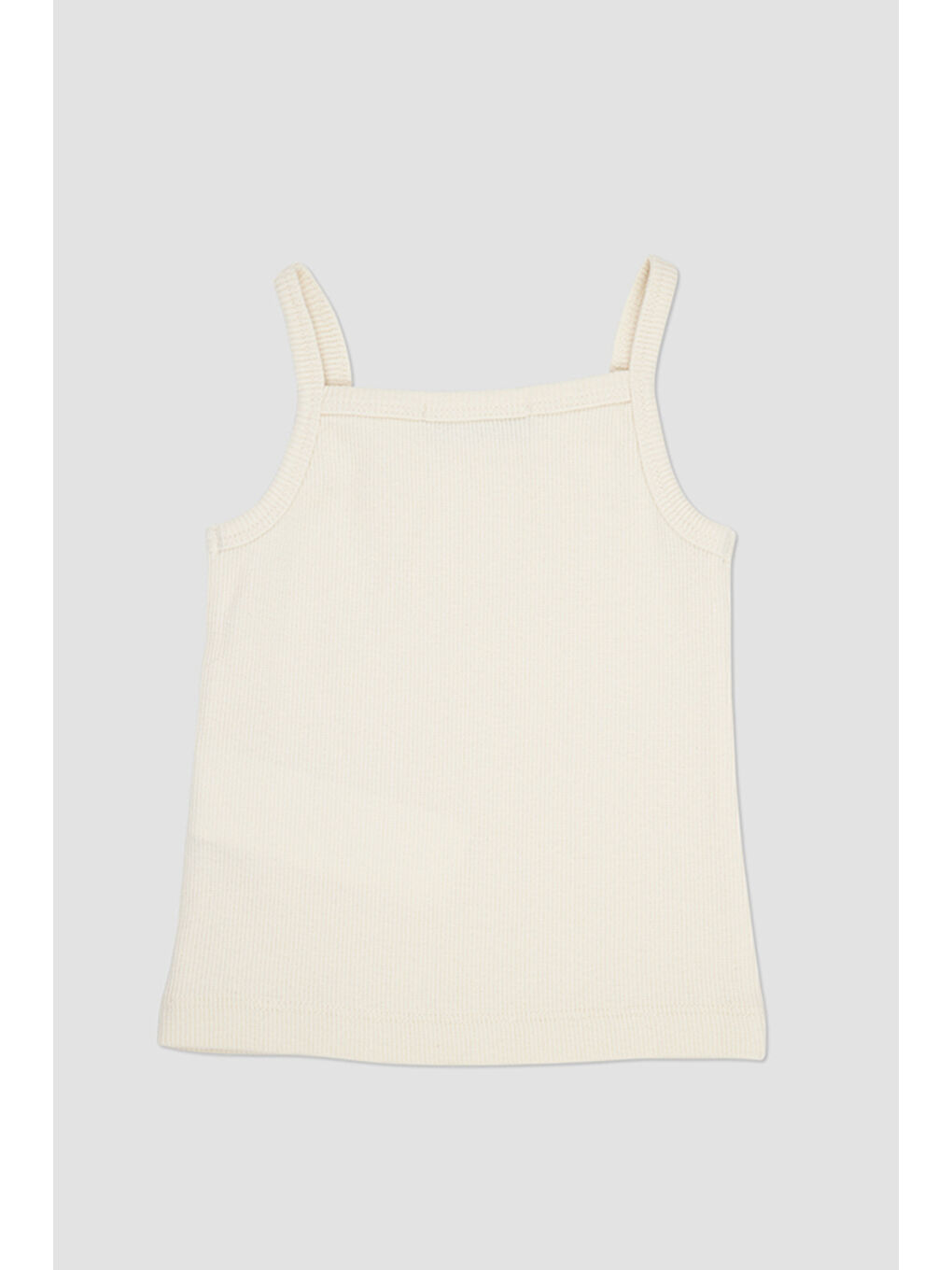 Kız Bebek Fitilli Dokulu Askılı Bej Atlet-1