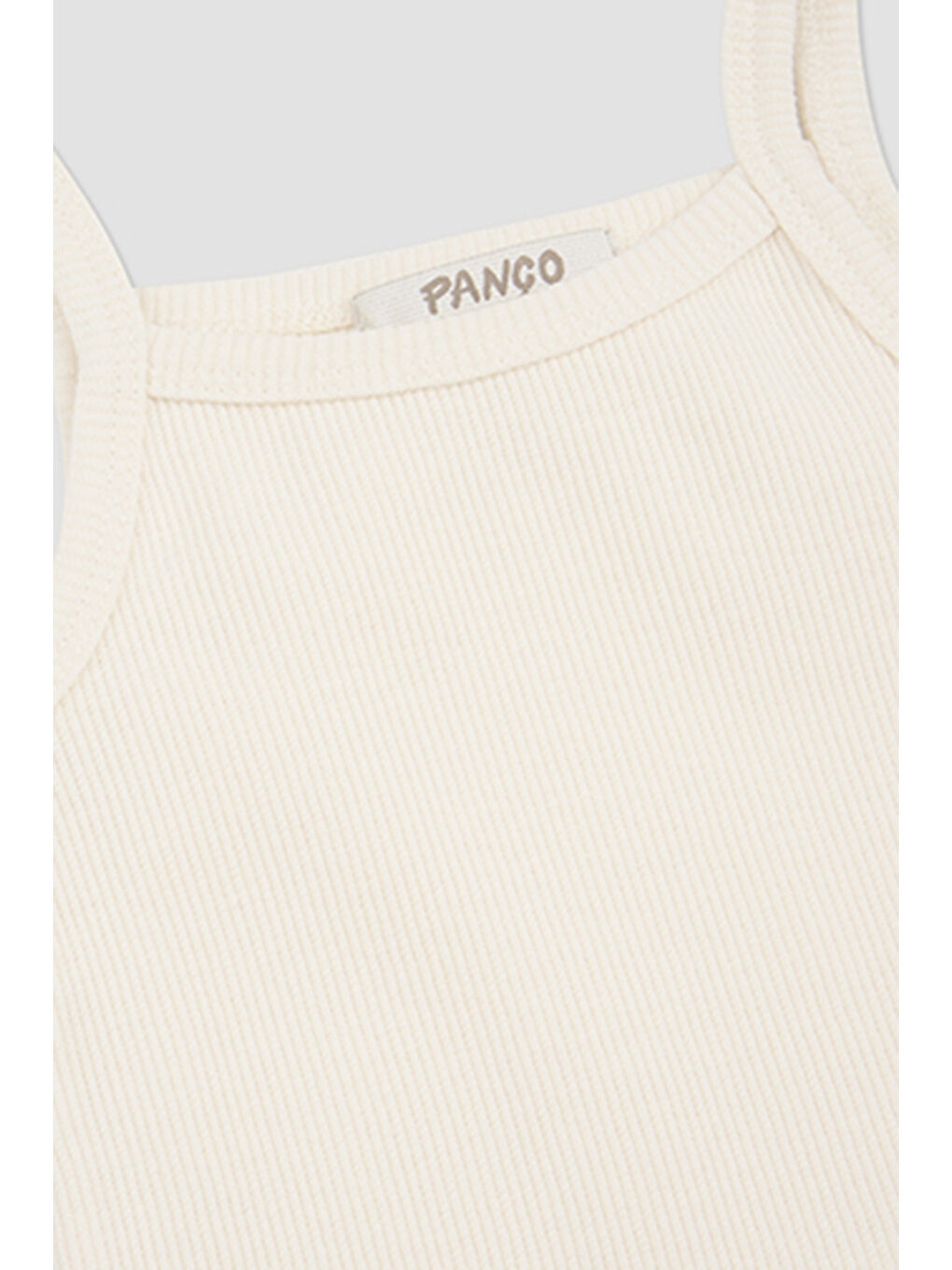 Kız Bebek Fitilli Dokulu Askılı Bej Atlet-2