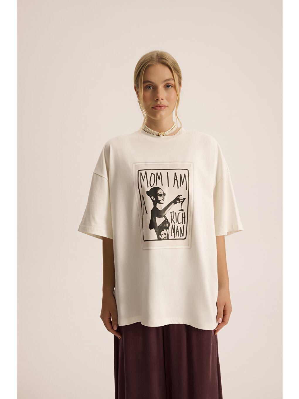 Rich Woman Oversize Beyaz T-Shirt-1