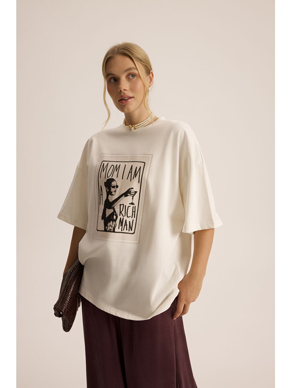 Rich Woman Oversize Beyaz T-Shirt-2