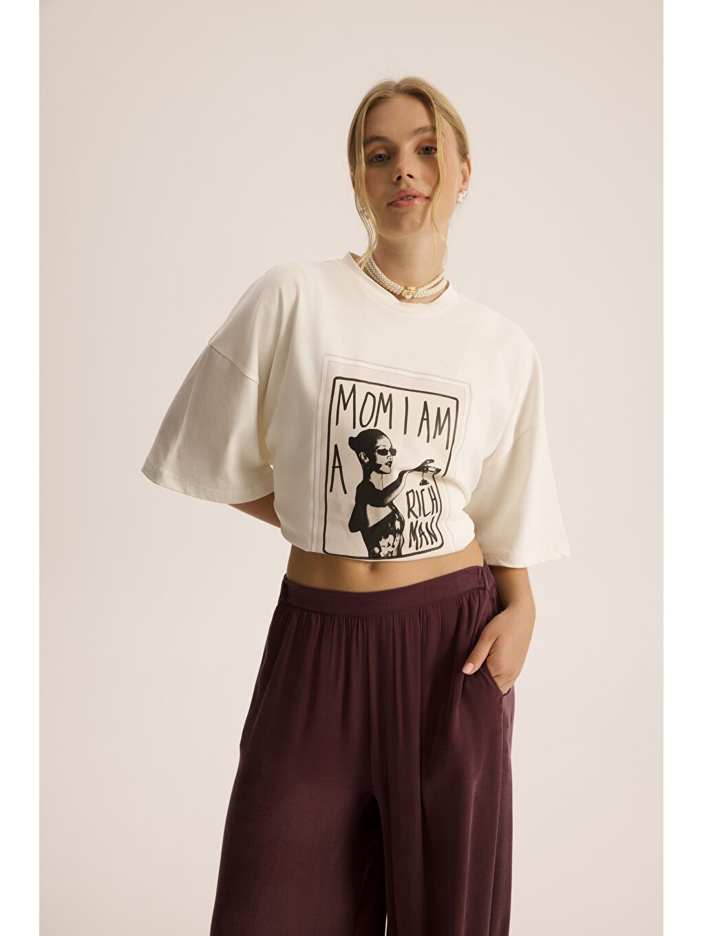 Rich Woman Oversize Beyaz T-Shirt-3