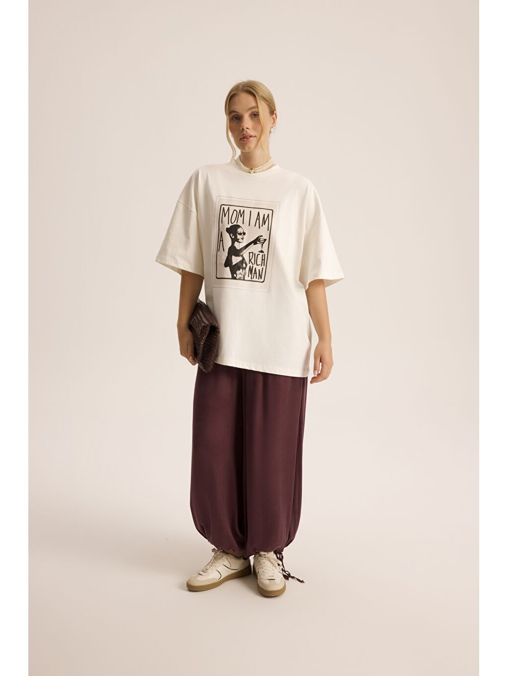 Rich Woman Oversize Beyaz T-Shirt-4