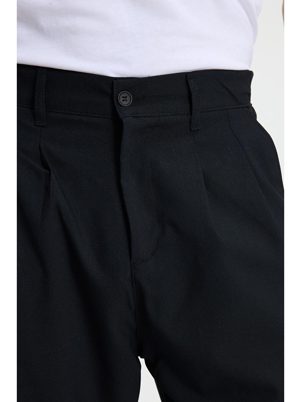 Erkek Regular Fit Çift Pileli Beli Lastikli Rahat Kesim Bol Paça Baggy Lacivert Pantolon-2