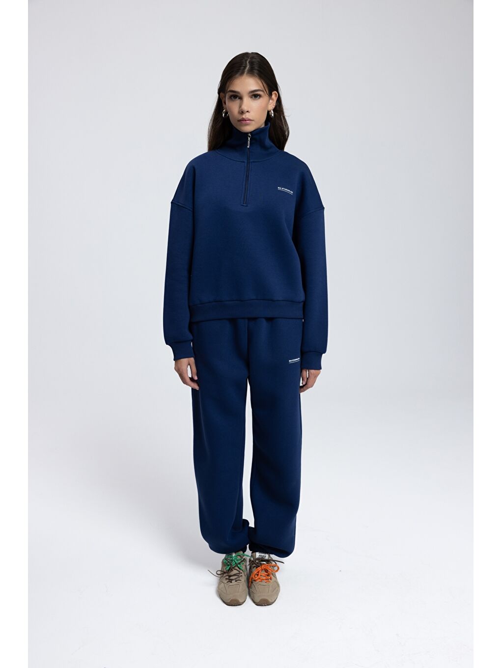 Ravel Fermuarlı Detay Lacivert Eşofman Takım-3