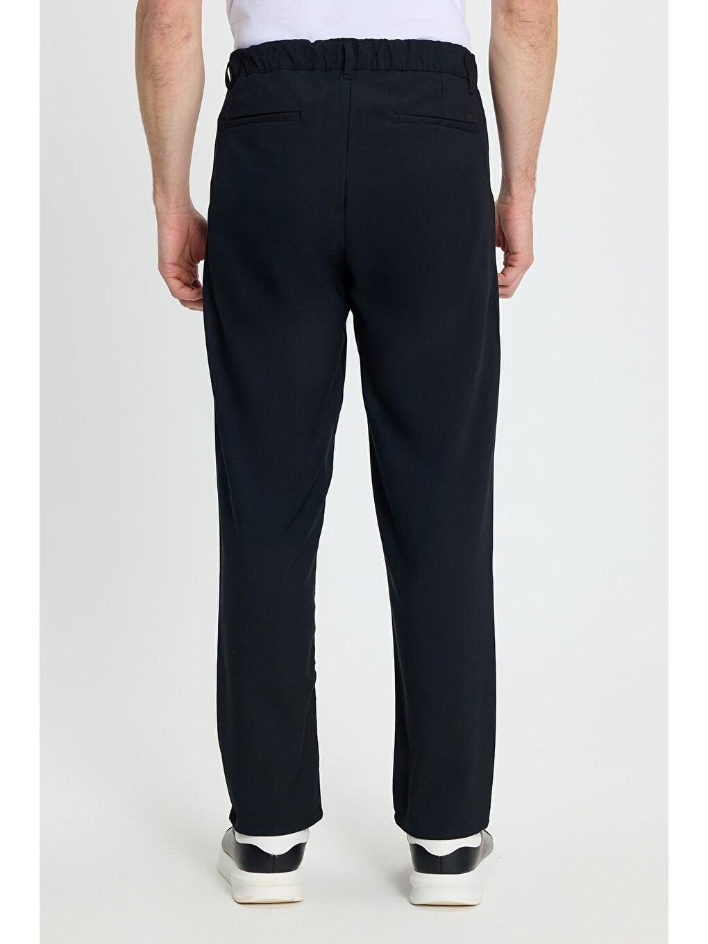 Erkek Regular Fit Çift Pileli Beli Lastikli Rahat Kesim Bol Paça Baggy Lacivert Pantolon-6