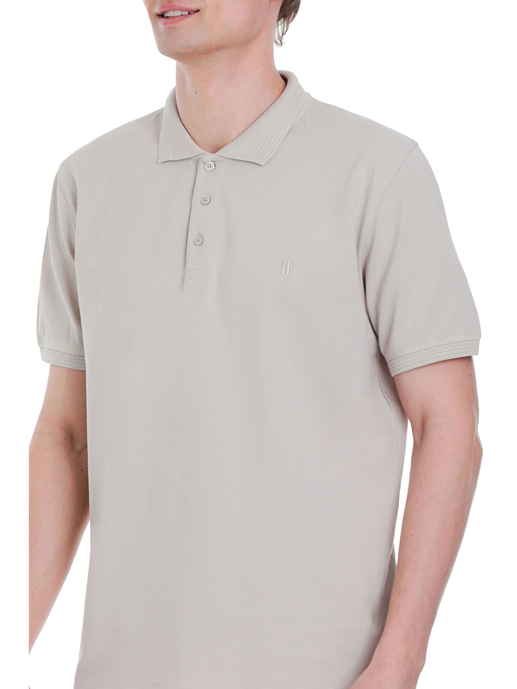 Ekru Regular Fit 100% Pamuk Polo Yaka Tişört-3