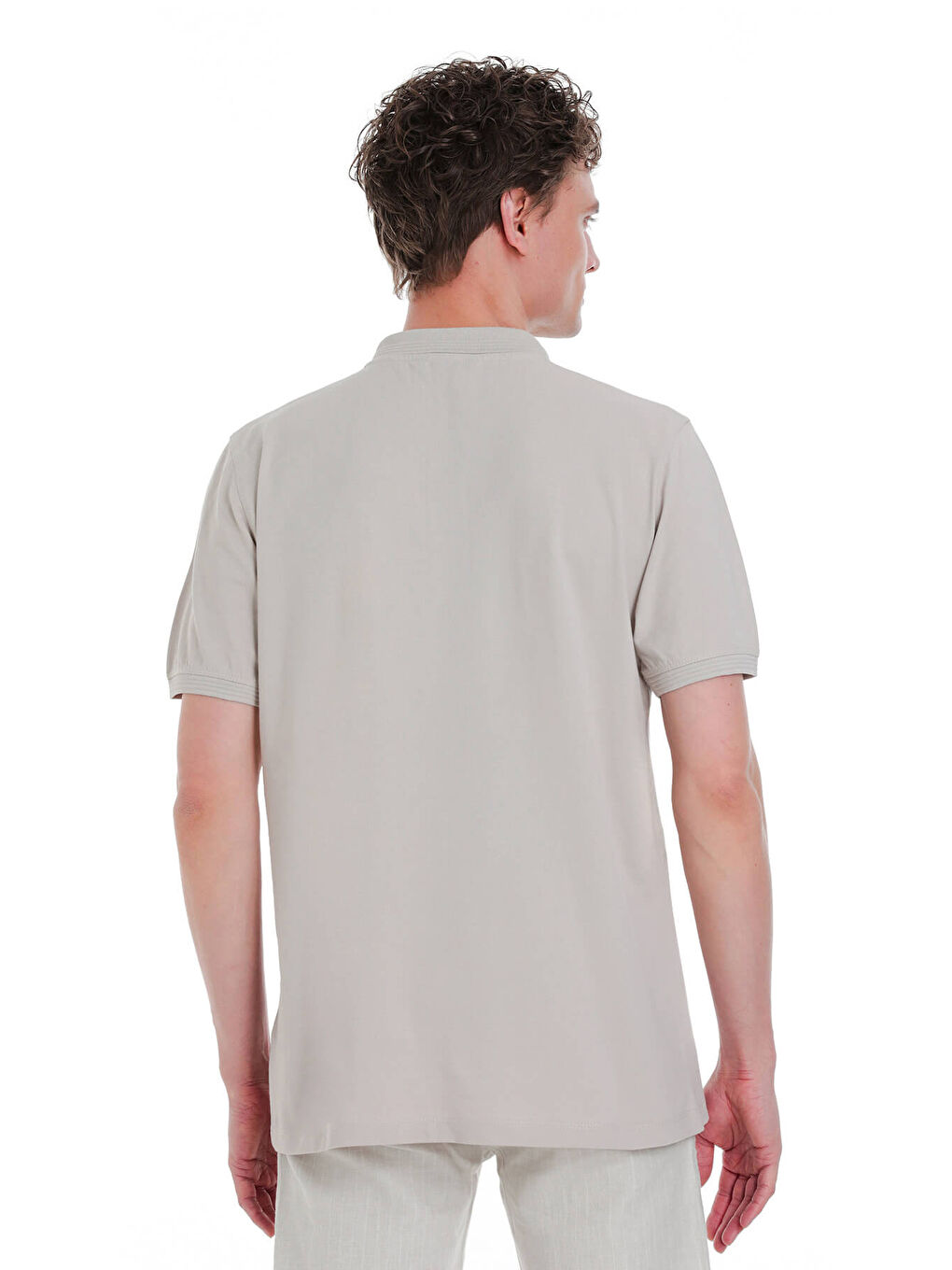 Ekru Regular Fit 100% Pamuk Polo Yaka Tişört-4