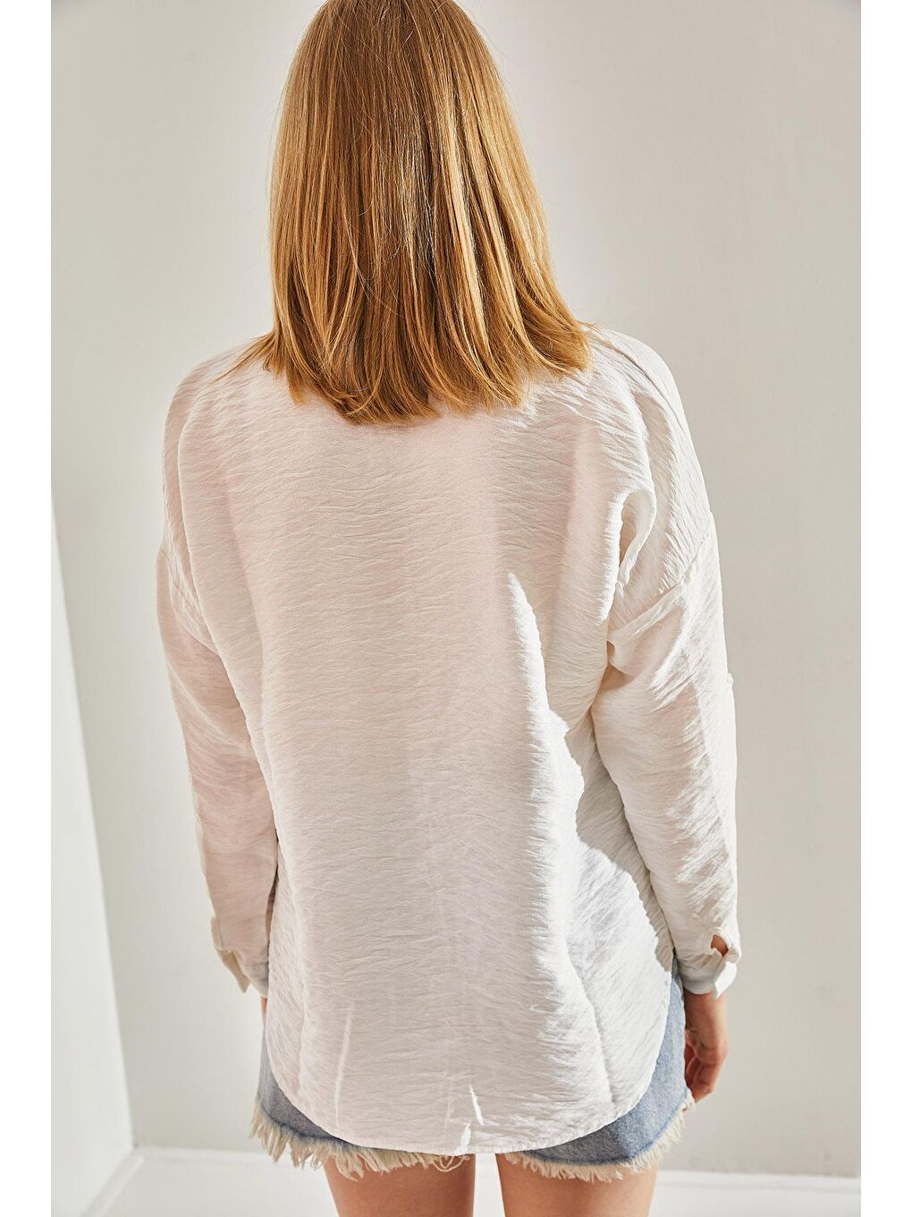 Turkuaz Kadın Süzene Nakışlı Keten Ayrobin Gömlek-2