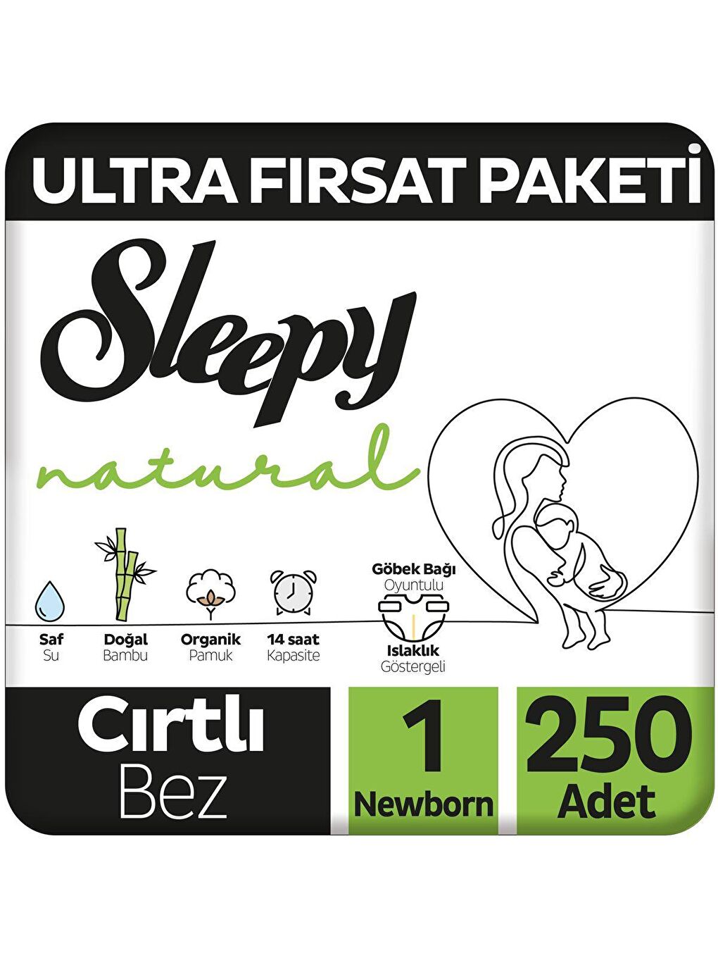 Sleepy Natural Ultra Fırsat Paketi Bebek Bezi 1 Numara Newborn 250 Adet