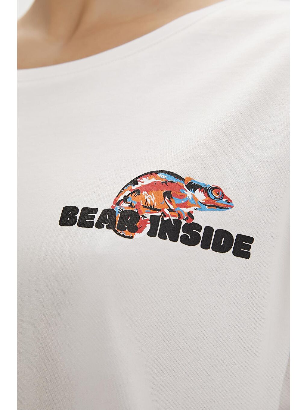 Ina Beyaz Baskılı Kadın Tişört-5