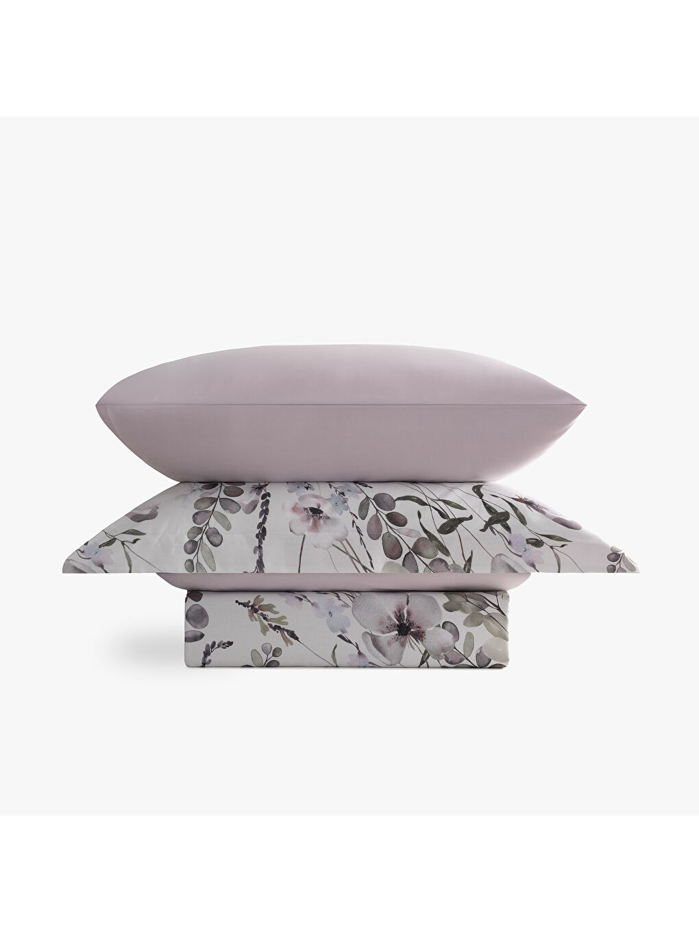 Florissa Bahar Dokusu Battal Boy %100 Ege Pamuğu Nevresim Takımı - Çarşaflı - 4 Yastıklı Lila