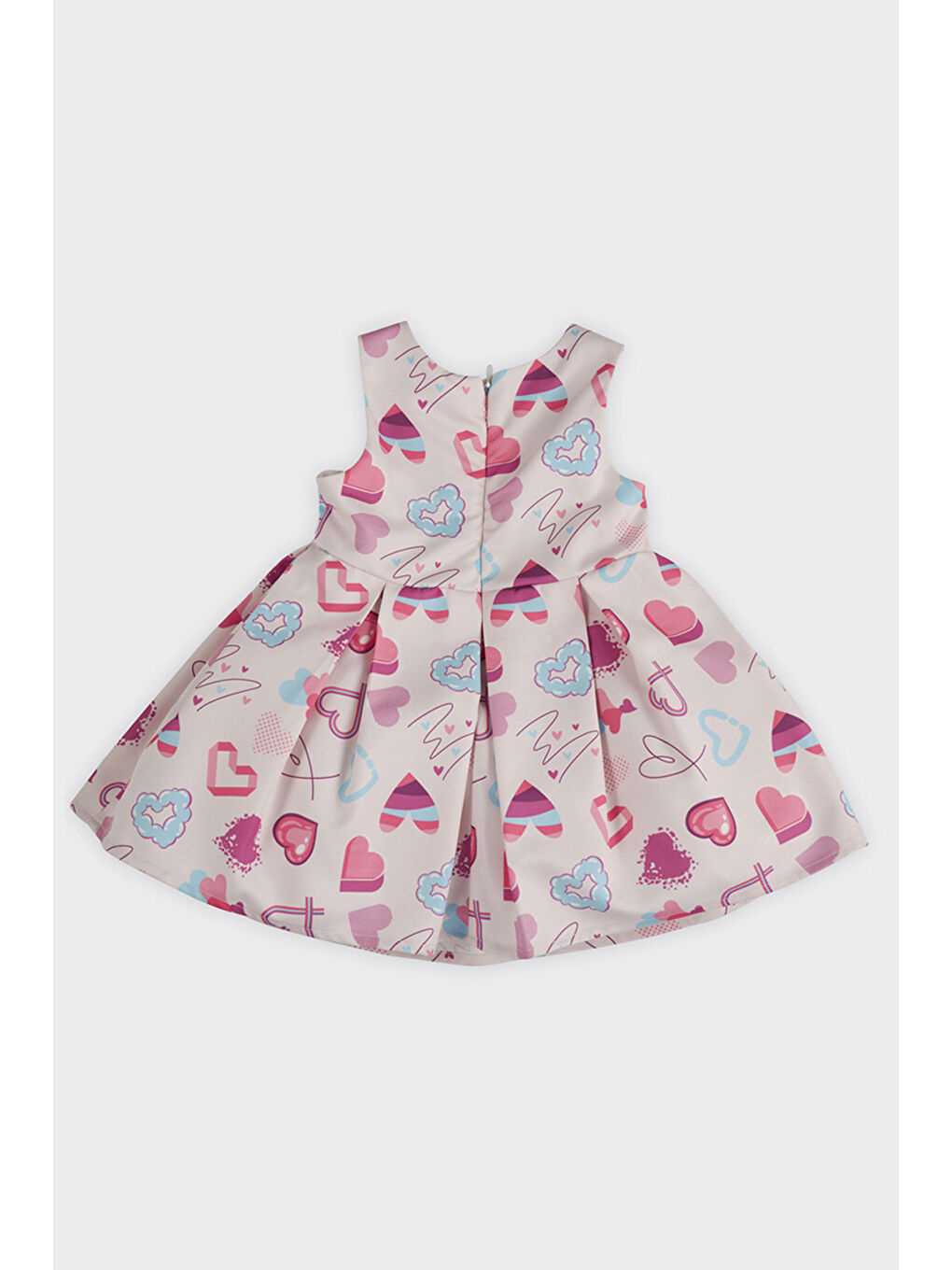 Kız Bebek Kalp Desenli Pembe Abiye Elbise-1