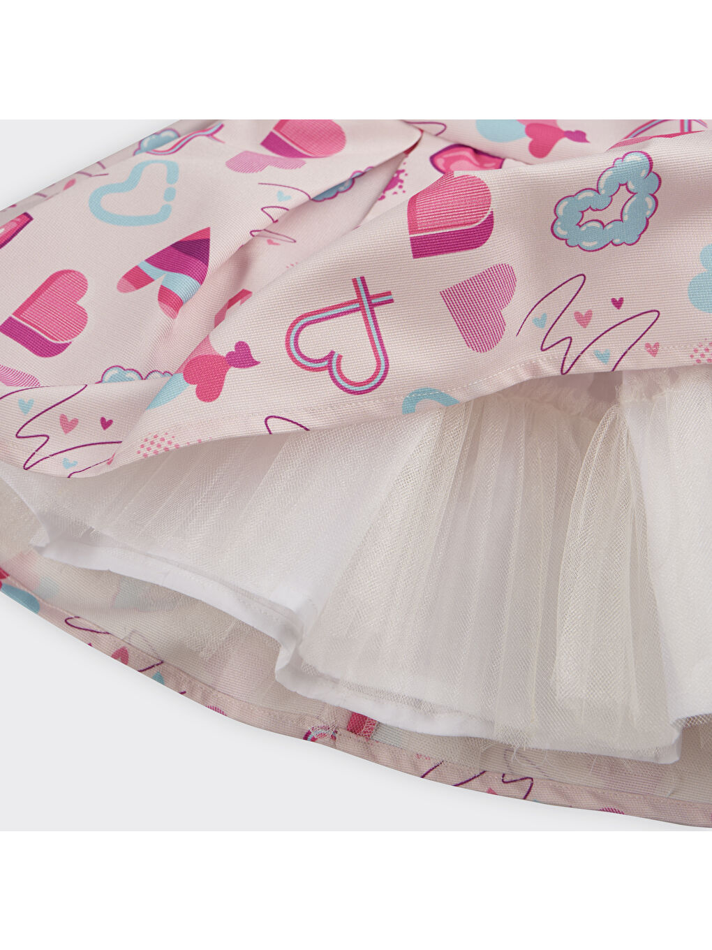 Kız Bebek Kalp Desenli Pembe Abiye Elbise-3