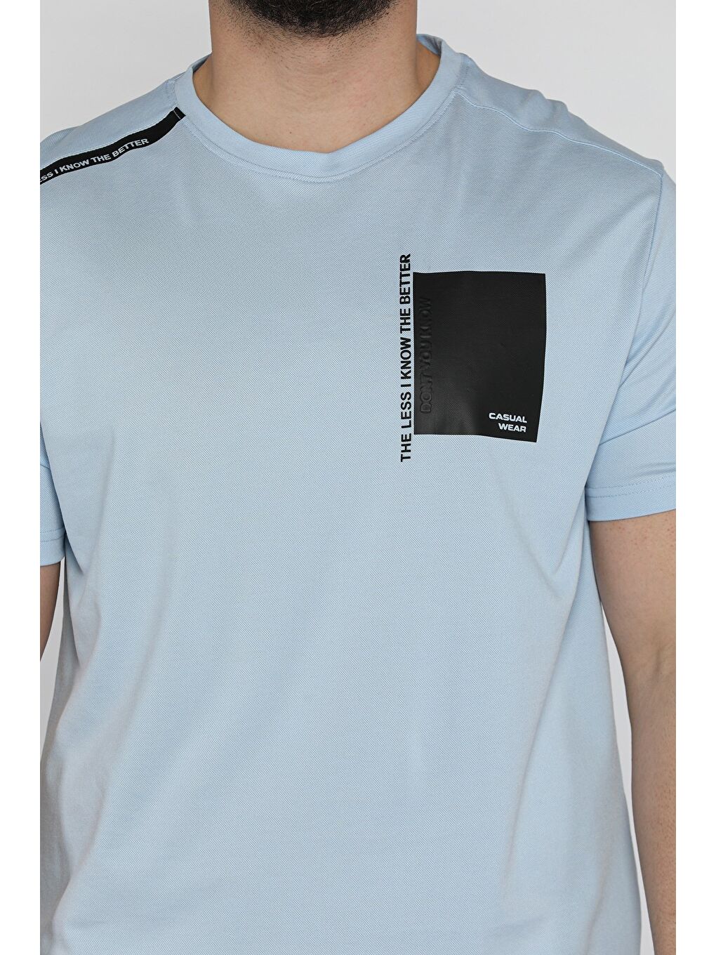 Mavi Bisiklet Yaka Baskılı Erkek Tişört-3