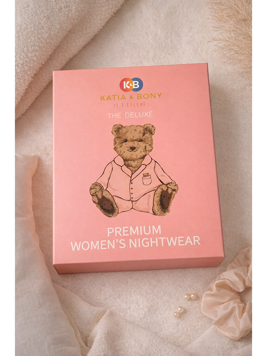 Pembe Kadın Teddy Baskılı Premium Kutulu Pijama Takımı-2