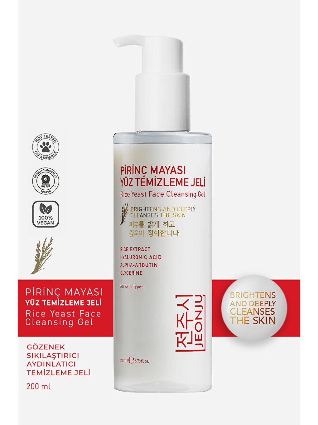 Pirinç mayası yüz temizleme jeli