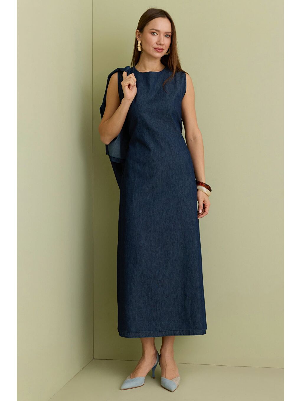 Lacivert Fullamodest Beli Kuşaklı Cepli 2 Li Takım