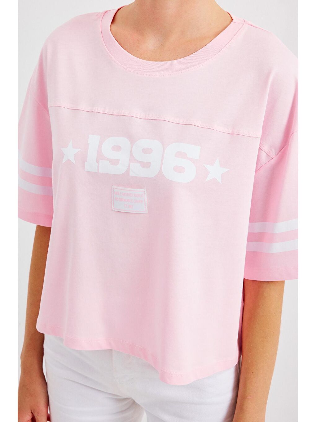 Bigdart Pembe 4322 Baskılı Oversize Basic Tişört - Pembe - 4