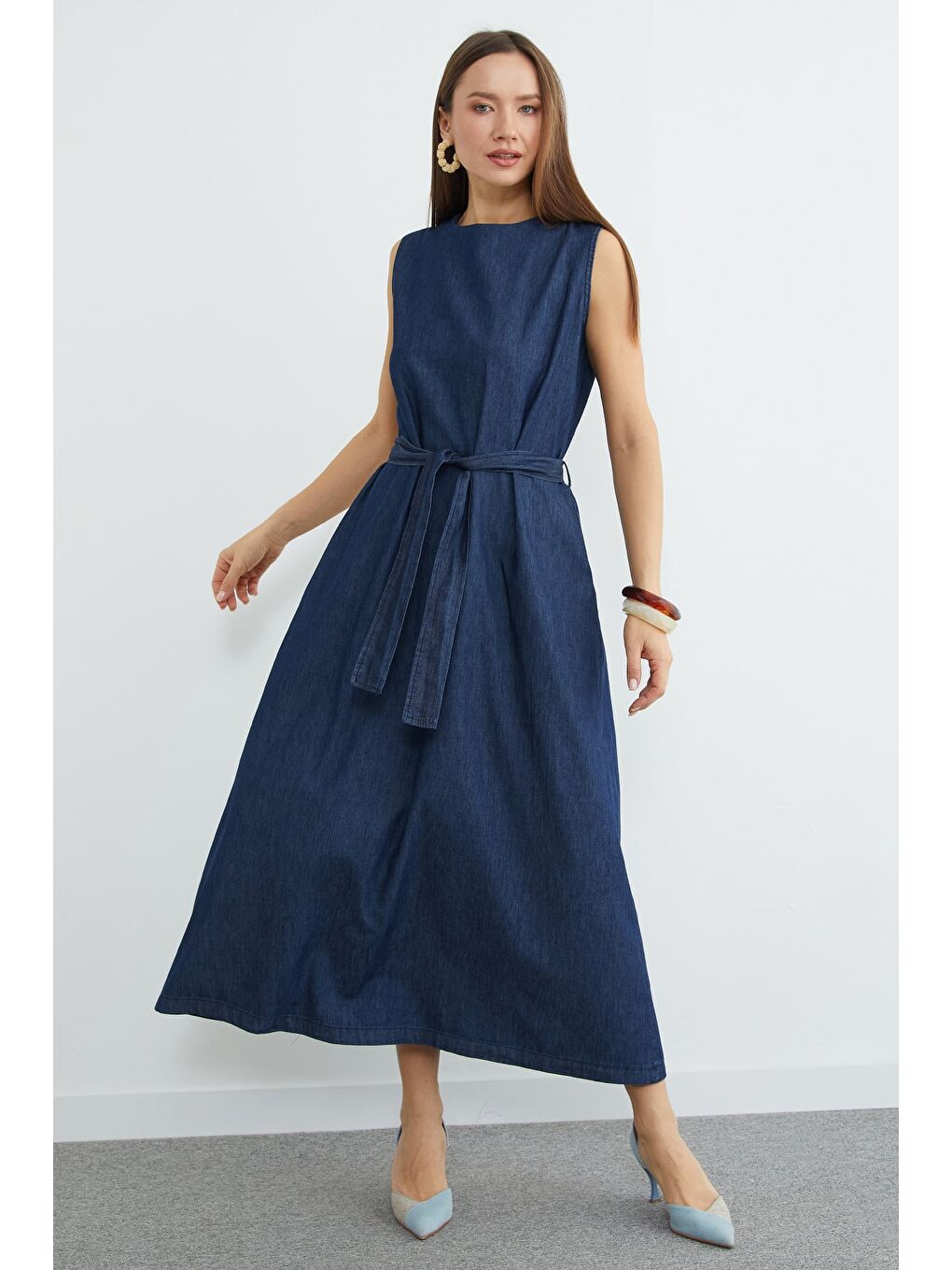 Lacivert Fullamodest Beli Kuşaklı Cepli 2 Li Takım-3