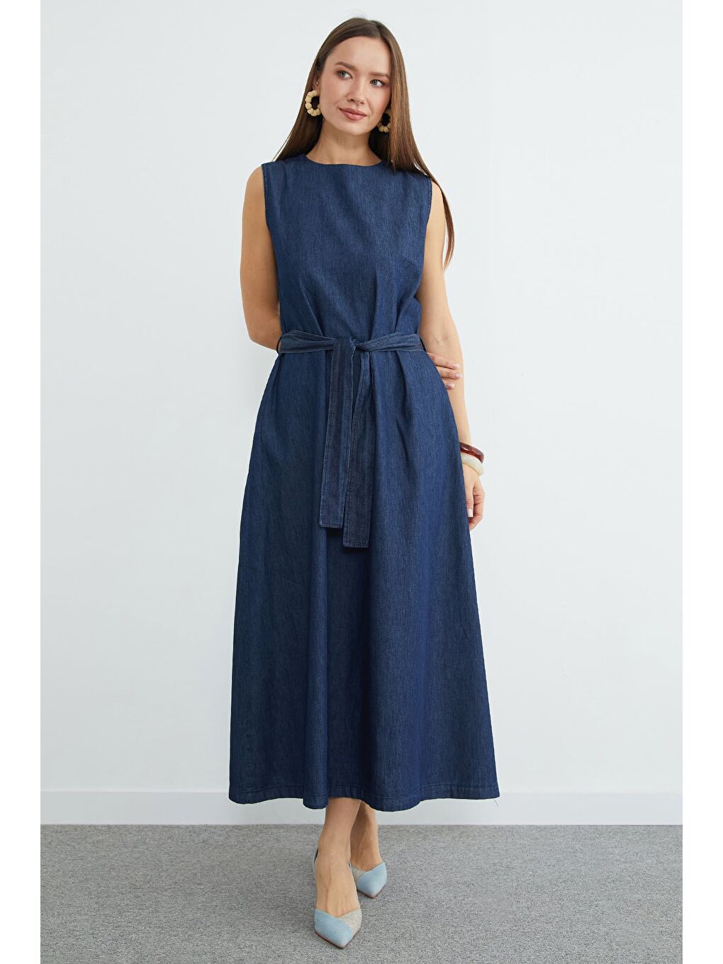 Lacivert Fullamodest Beli Kuşaklı Cepli 2 Li Takım-4