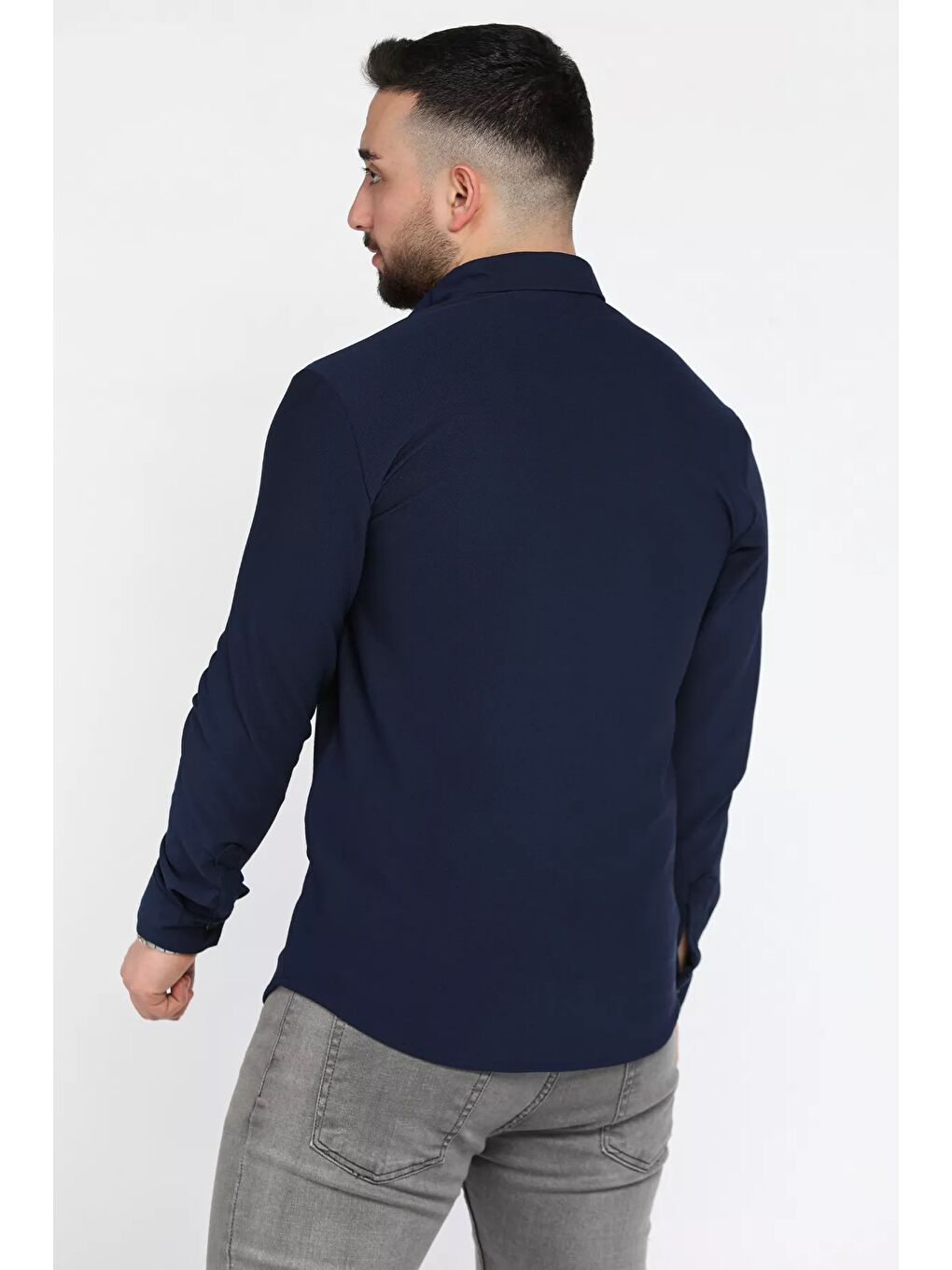 Lacivert Erkek Uzun Kol Gömlek-2