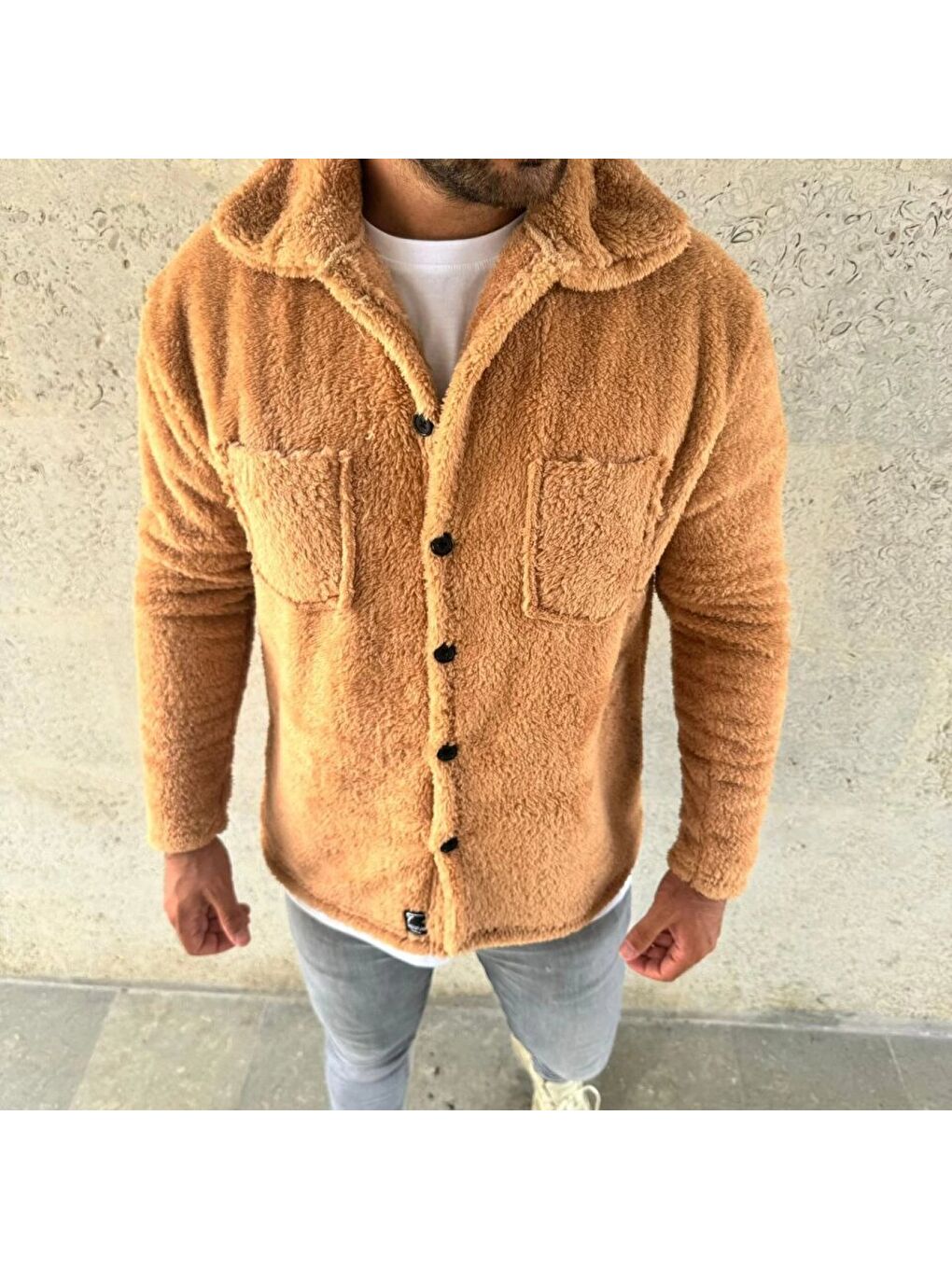Kahverengi Erkek Pelüş Polar Hırka-2