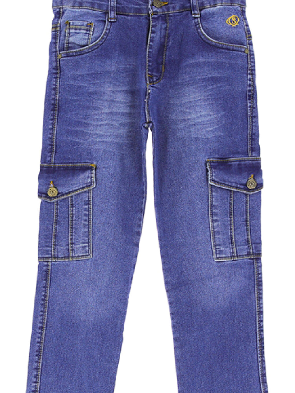 İndigo Erkek Çocuk Elastanlı Kargo Cepli Esnek Belli Jean Pantolon 13-17 Yaş 12366-1