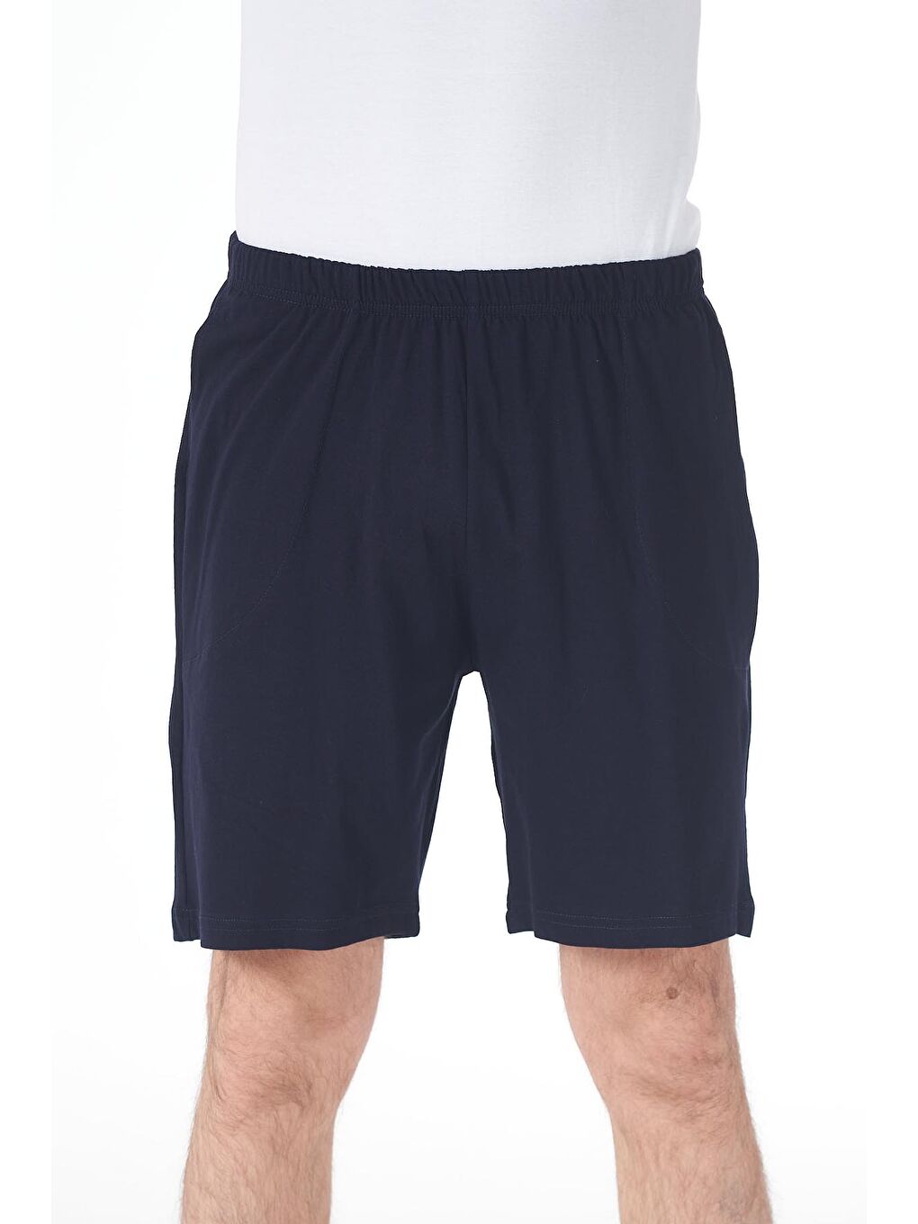 Erkek Pijama Penye Şort Tek Alt 151 Düz Lacivert-2